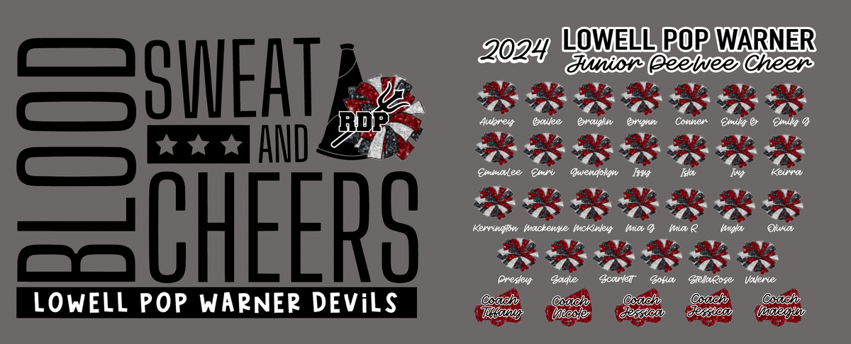 Lowell Devils Junior Pop Warner Cheer Roster