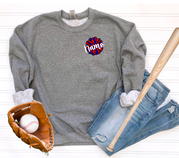 Cheer Pom Crewneck (can add name or mascot /change colors - include in personalization)