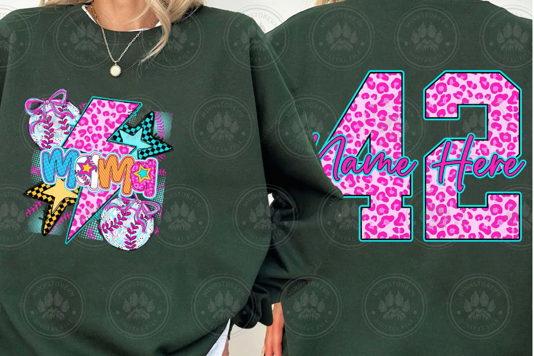 Funky Leopard Baseball/Softball Mama (include name and number in personalization box)
