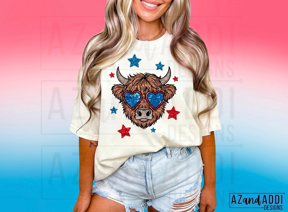 Patriotic Highland Cow