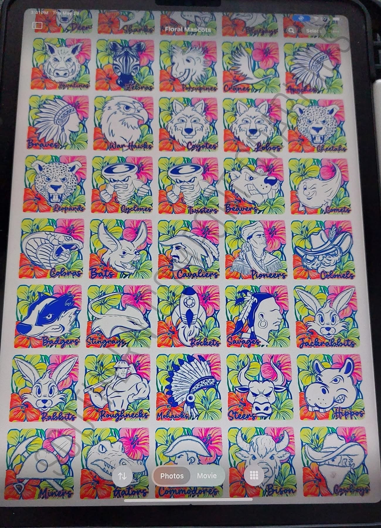 Colorful Floral Mascot Special (include team in personalization box)