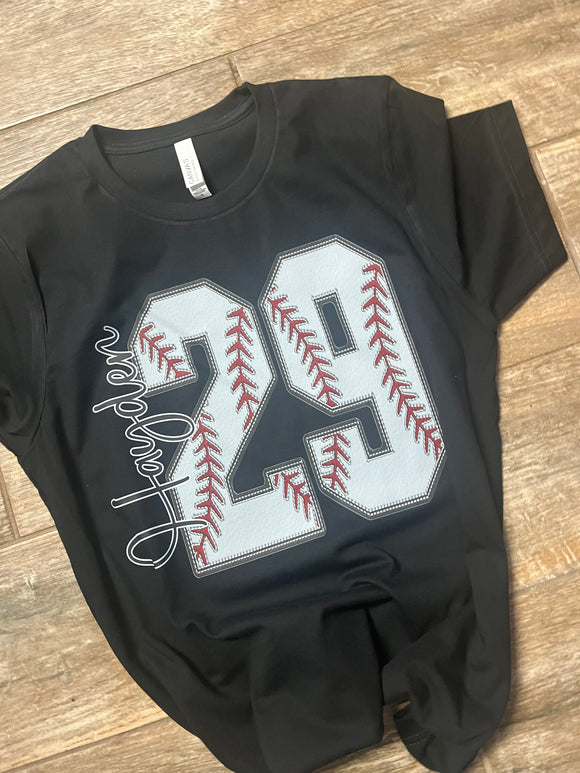 Faux-Leather Varsity Number