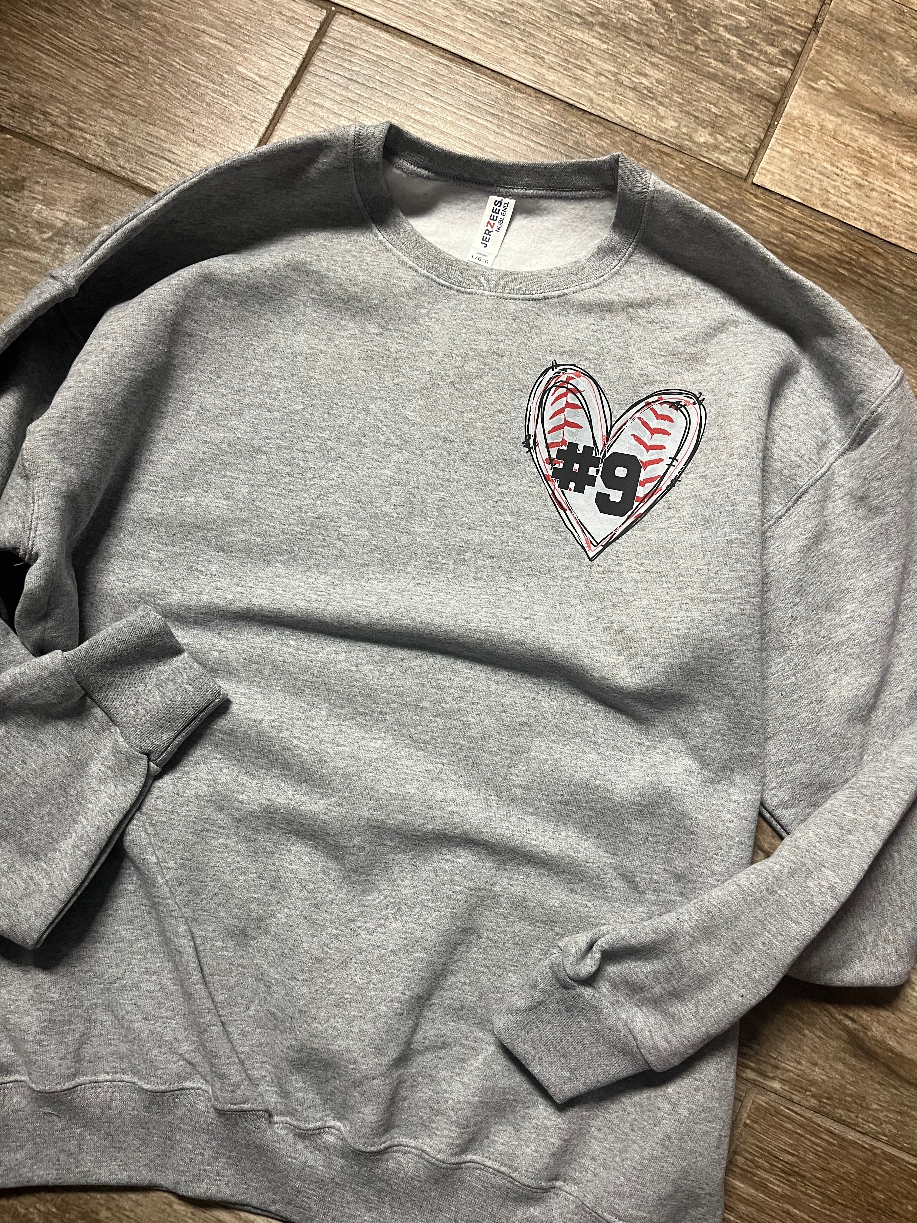 Personalized Sports Heart Crewneck (add name or # to personalization box) - 0
