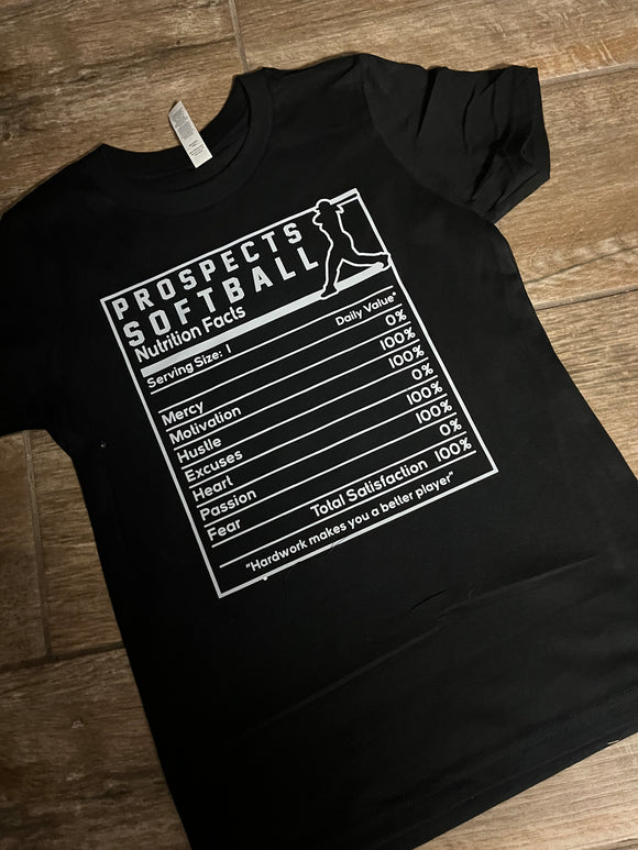 Custom Team Softball Nutrion Facts