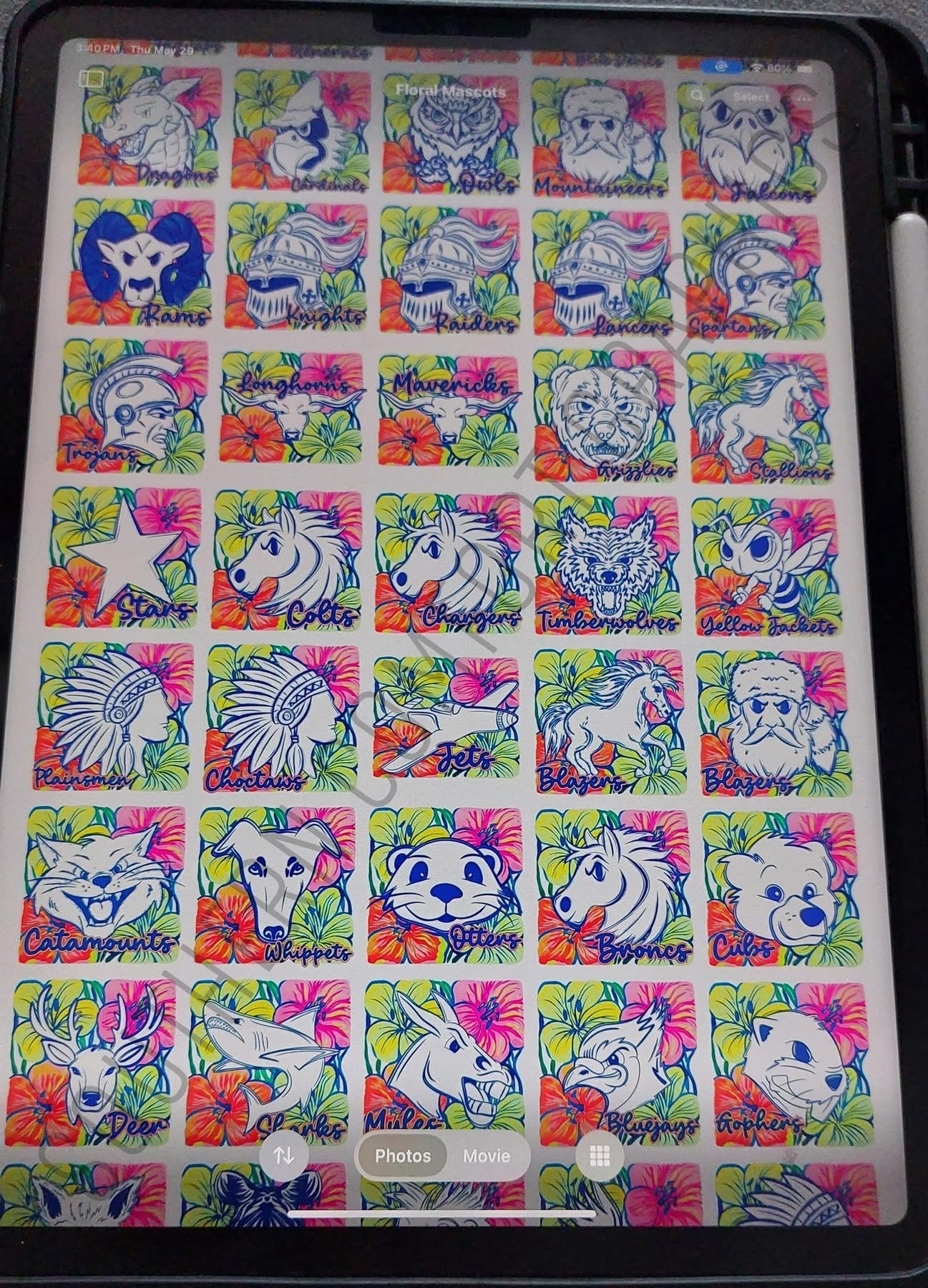 Colorful Floral Mascot Special (include team in personalization box)