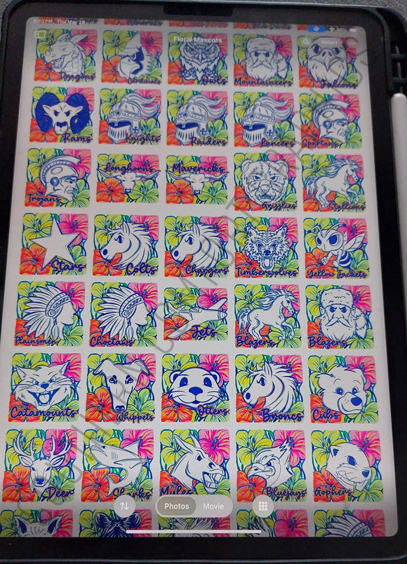 Colorful Floral Mascot Special (include team in personalization box)