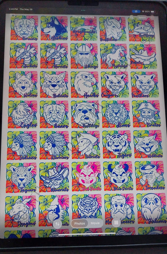 Colorful Floral Mascot Special (include team in personalization box)