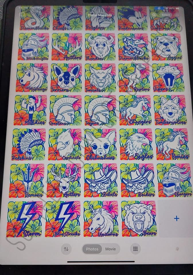 Colorful Floral Mascot Special (include team in personalization box)