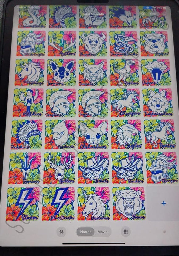 Colorful Floral Mascot Special (include team in personalization box)