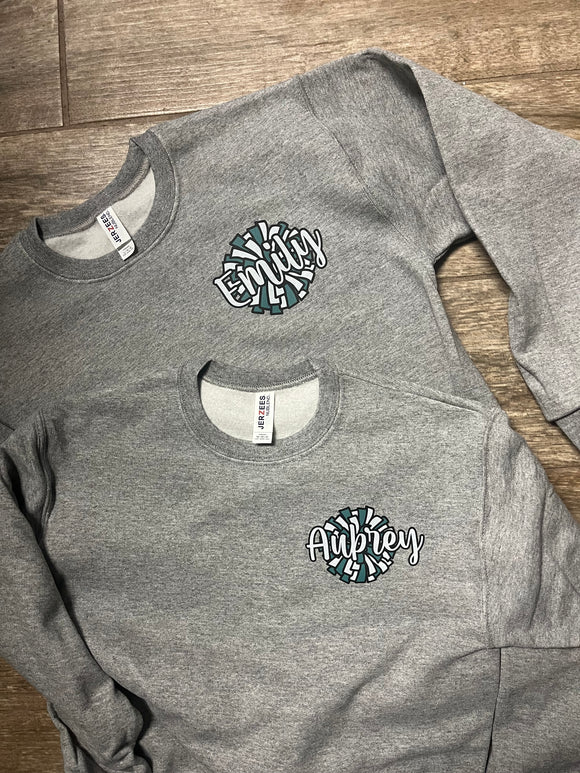 Personalized Sports Heart Crewneck (add name or # to personalization box)