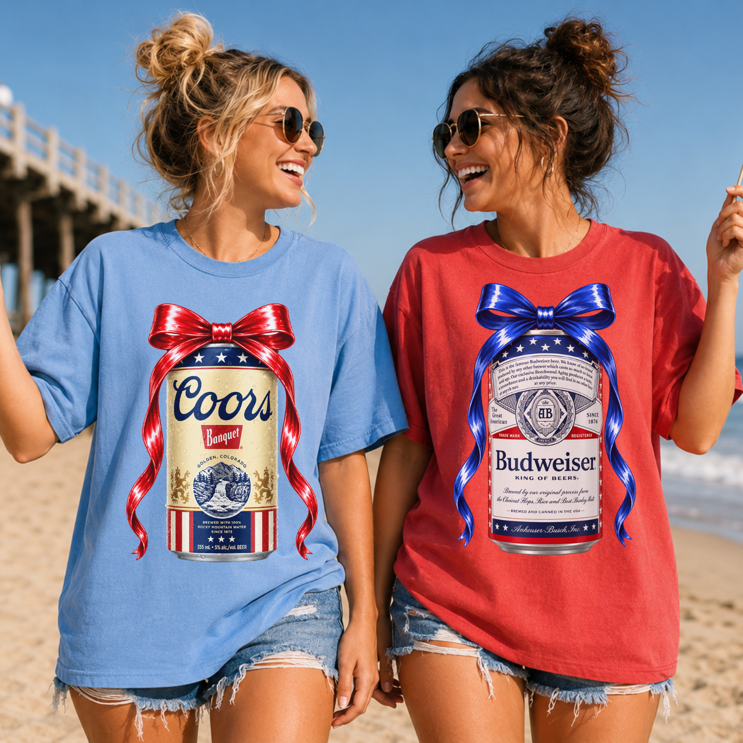 Patriotic Drinks w/Bows (include type in personalization box)