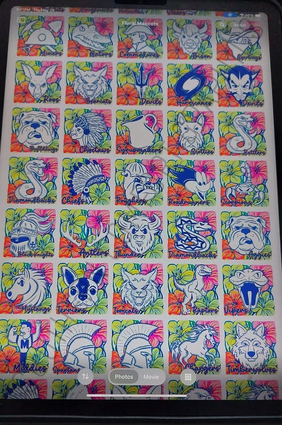 Colorful Floral Mascot Special (include team in personalization box)