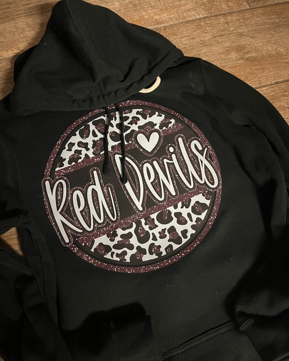 Red devils faux-Glitter Curcle