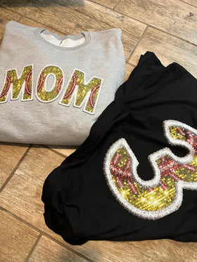 Faux-Sequin/Embroidery Softball Mom