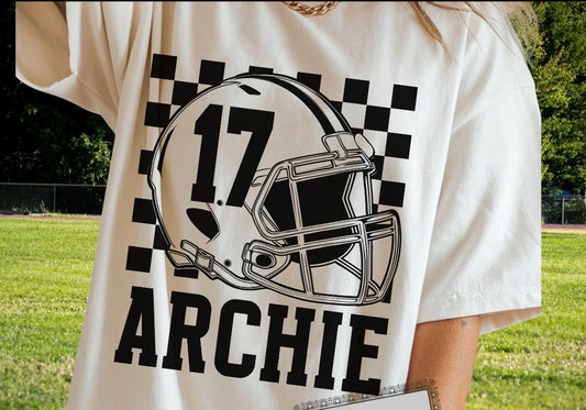 Custom Black Ink checker Helmet (include name and number in personalization box)