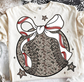 Camo Baseball Coquette Bow