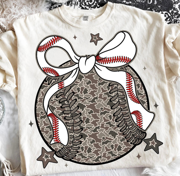 Camo Baseball Coquette Bow