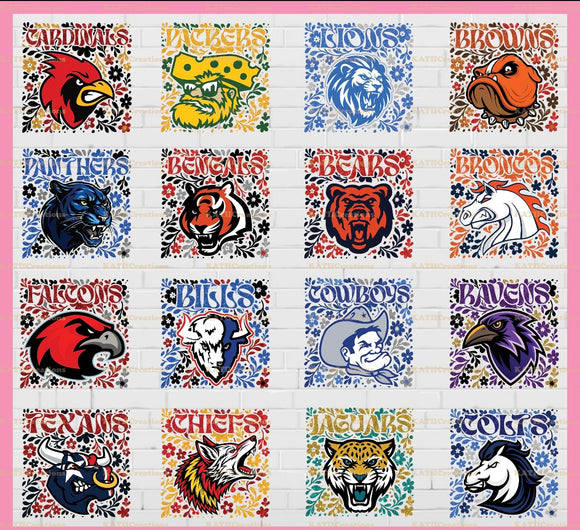 Floral Football Mascots (include team in personalization box)