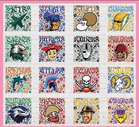Christmas in July Floral Football Mascots (include team in personalization box)