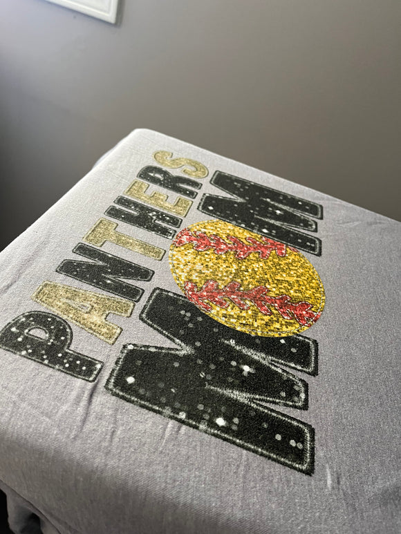 Panthers Mom Faux Sequin