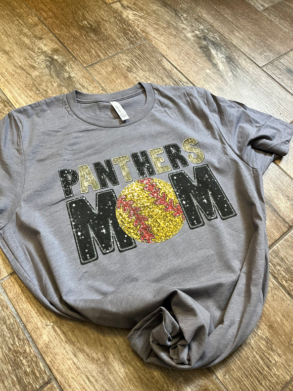 Custom Faux Sequin Print Sports Mom (Choose 2 colors and sport)
