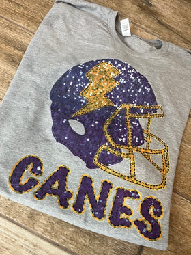 Canes faux sequin helmet