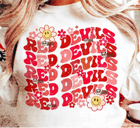 Red Devils Retro Flowers