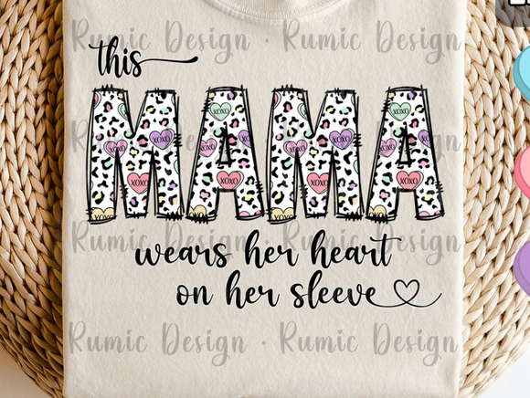 Customized- Colorful Leopard Heart on Sleeve