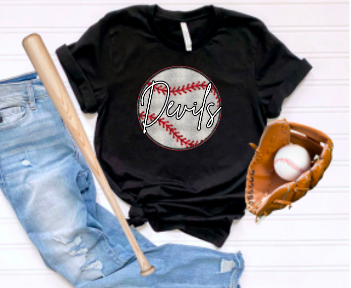 Faux-Sequin Devils Baseball