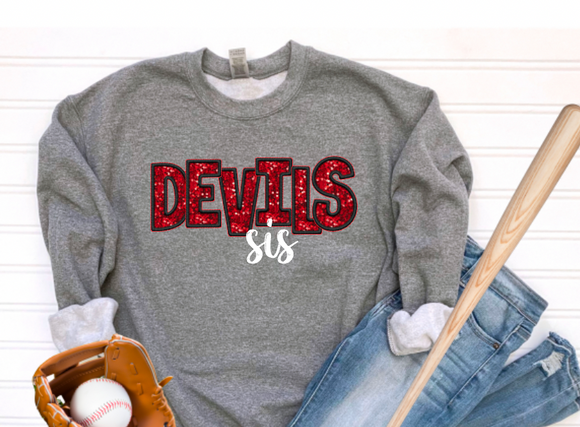 Personalized Devils Baseball Faux-Sequin