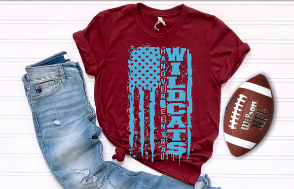 Wildcats Distressed Football Flag