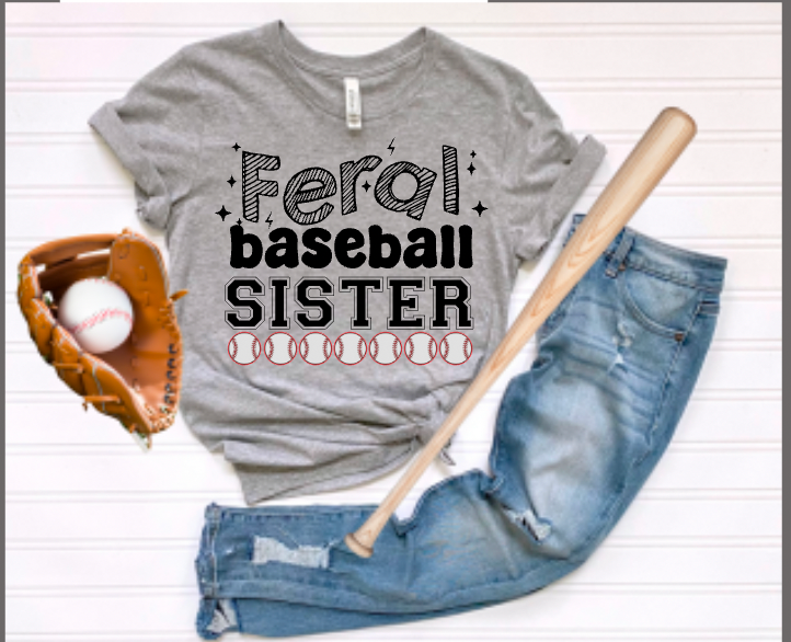 Feral Baseball/Softball Sibling Brother Sister (add team name if you'd like personalization)