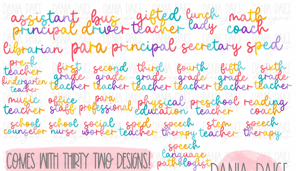 Colorful Script Job Titles