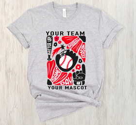 (YourTeam) Retro Groovy Baseball (include team name and up to 2 colors in personalization box)