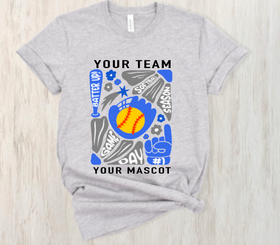 (YourTeam) Retro Groovy Softball (include team name and up to 2 colors in personalization box)