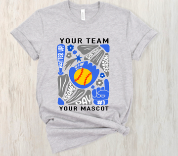 (YourTeam) Retro Groovy Softball (include team name and up to 2 colors in personalization box)