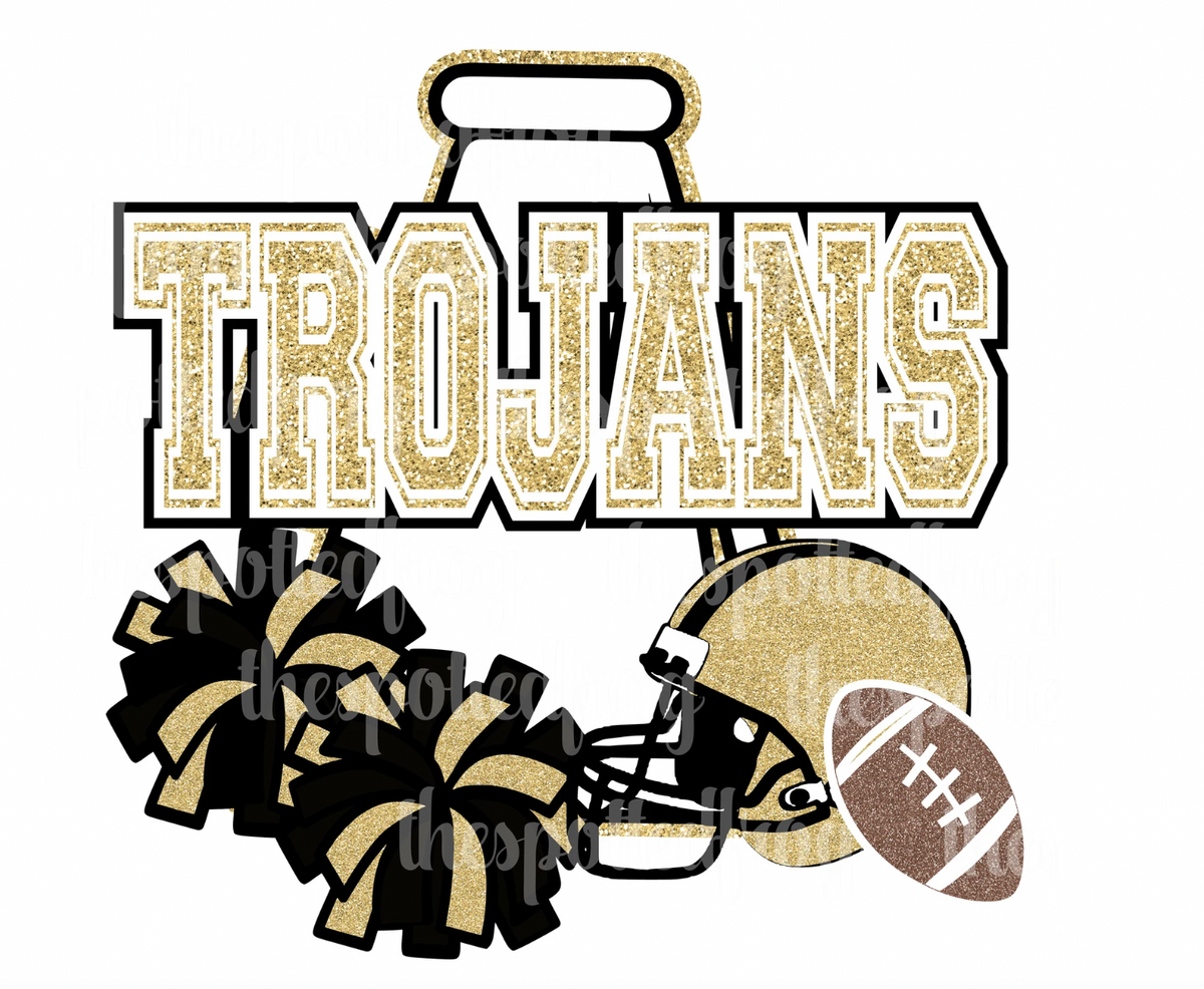 Faux-Glitter Trojans Cheer and Football