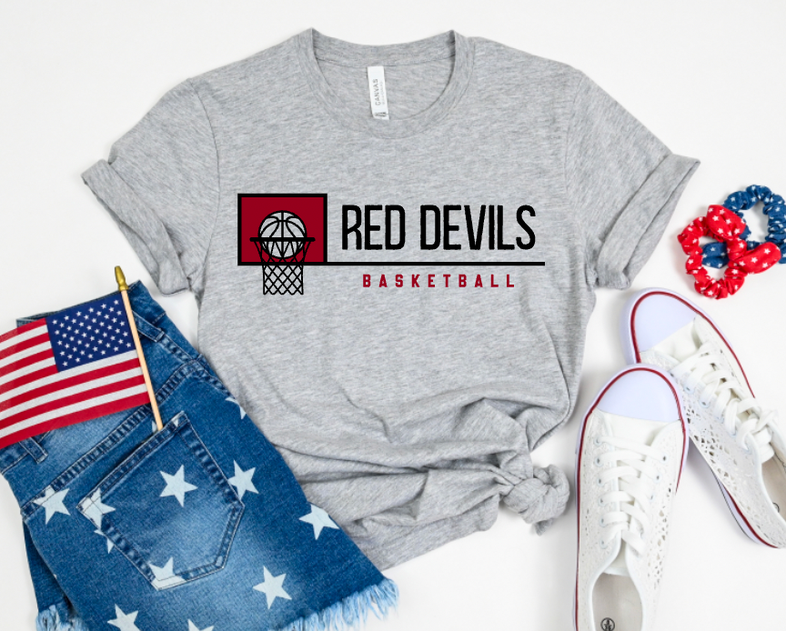 Red Devils Basketball Simple Block
