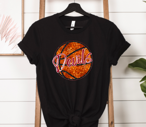 Faux-Sequin Devils Basketball