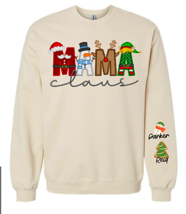 Family Claus with Sleeve Detail (See All Options- custom names not available)