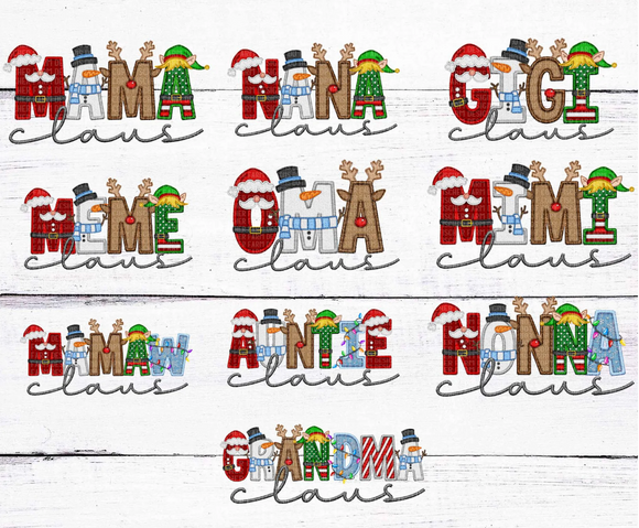 Family Claus with Sleeve Detail (See All Options- custom names not available)