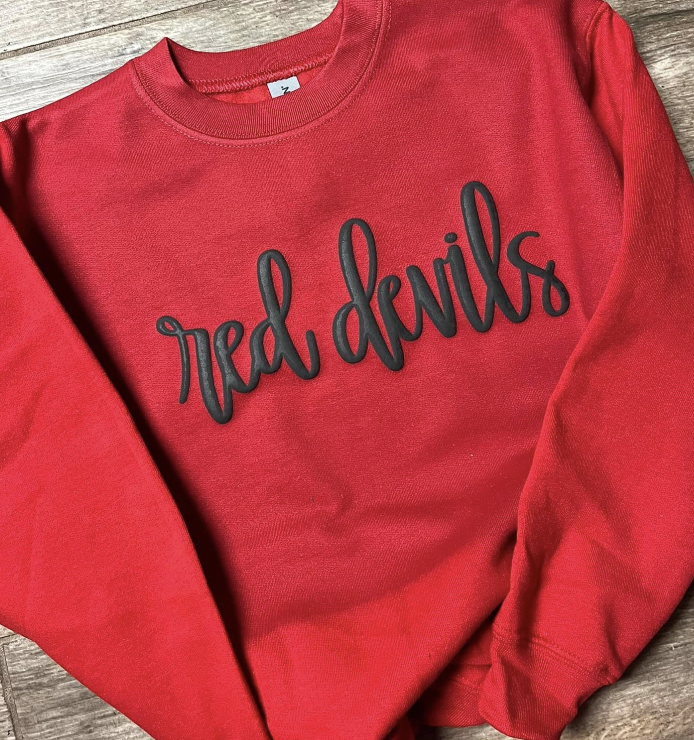 Red Devils Puff Ink Crewneck