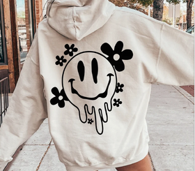 Smiley Drip Hoodie Special (has small pocket size print on front chest)
