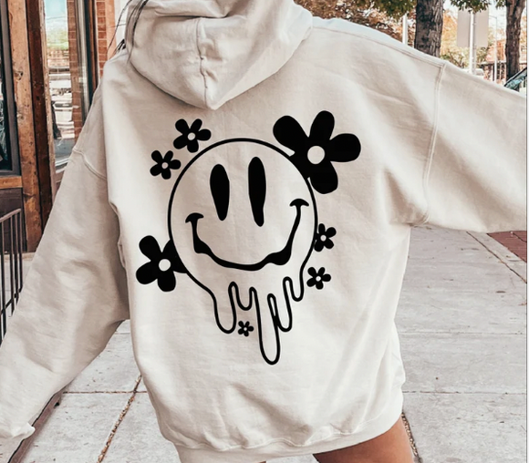 Smiley Drip Hoodie Special (has small pocket size print on front chest)