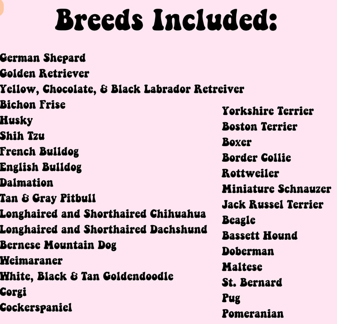 Valentine Coquette Doggies (include breed in personalization box- no other options available)