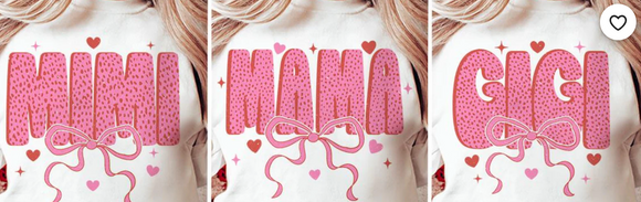Coquette Valentine Names (can include names on sleeve - include in personalization box)