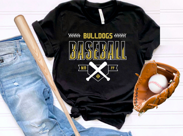 Bulldogs Baseball Crossed Bats Stack (include number in personalization box)