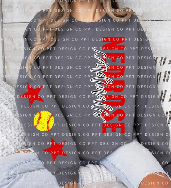 Vertical Text Crewneck (Include Size, Team Name and 2 Colors in Personalization Box)