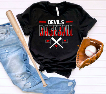 Devils Baseball Crossed Bats Stack
