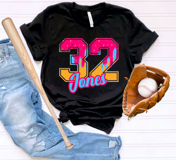 Custom colors Drip Number Special (include 2 colors, number and word in personalization box)